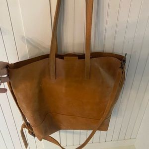 Able leather tote w/ crossbody strap